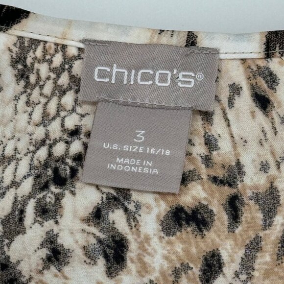Chico's 3 Women's Animal Print V-Neck satin Poncho Top blouse Size XL - Picture 3 of 15